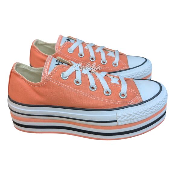 Converse Chuck Taylor All Star 2013 Platform Low Top Striped Peach Orange 5.5 - Picture 4 of 13
